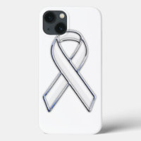Chrome Print Belted White Ribbon Awareness