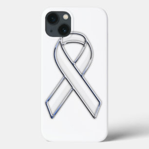 Chrome Print Belted White Ribbon Awareness Case-Mate iPhone Case