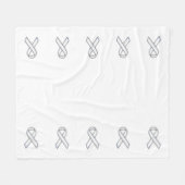 Chrome Print Belted White Ribbon Awareness Fleece Deken (Voorkant (Horizontaal))