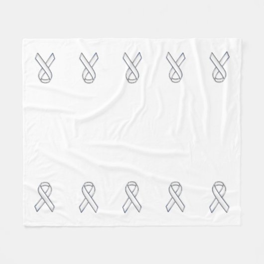 Chrome Print Belted White Ribbon Awareness Fleece Deken (Voorkant (Horizontaal))