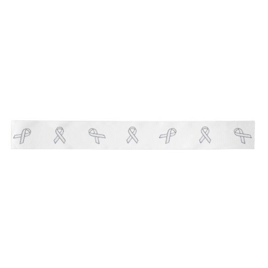 Chrome Print Belted White Ribbon Awareness Satijnen Lint (Voorkant)