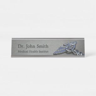 Chrome Professional Caduceus Desk Name Bord Bureau Naambordje