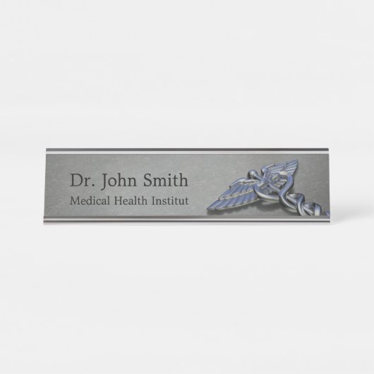 Chrome Professional Caduceus Desk Name Bord Bureau Naambordje (Voorkant)