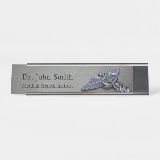 Chrome Professional Caduceus Desk Name Bord Bureau Naambordje (Voorkant)