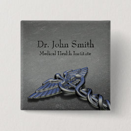 Chrome Professional Medical Caduceus - Button