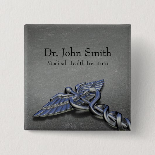 Chrome Professional Medical Caduceus - Button (Voorkant)