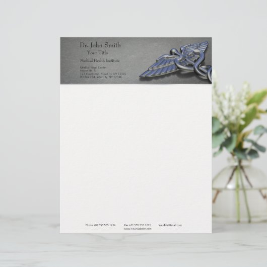 Chrome Professional Medical Caduceus - Letterhead Briefhoofd Ontwerp (Staand voorkant)