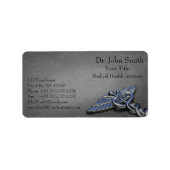 Chrome Professioneel Medisch Caduceus Adreslabel Etiket (Voorkant)