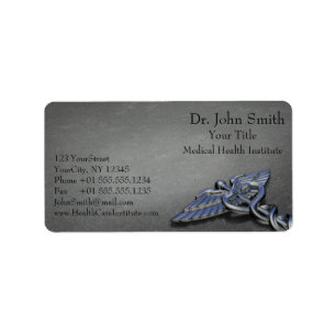 Chrome Professioneel Medisch Caduceus Adreslabel Etiket