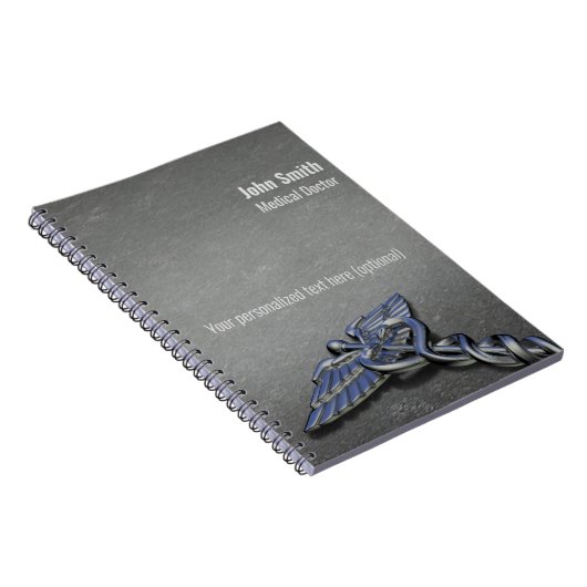 Chrome Professionele Medische Caduceus Notitieboek (Rechterzijde)