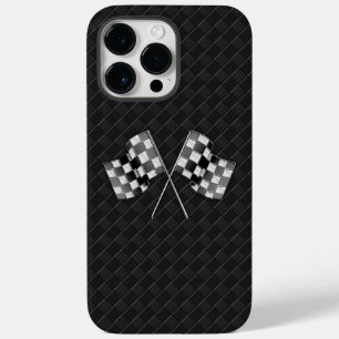 Chrome Racing Vlaggen op geruit leer Case-Mate iPhone 14 Pro Max Hoesje