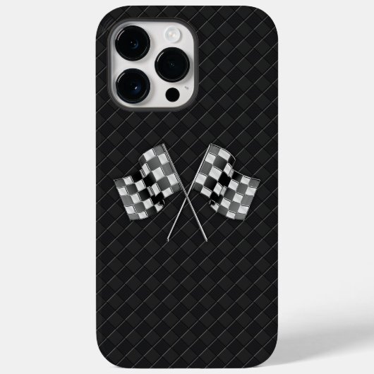 Chrome Racing Vlaggen op geruit leer Case-Mate iPhone Case (Achterkant)