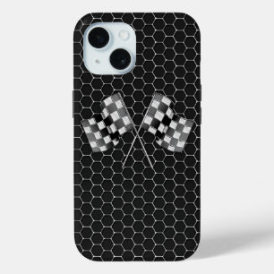 Chrome Racing Vlaggen op Honeycombs iPhone 15 Case