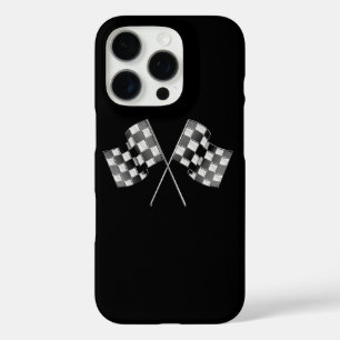 Chrome Racing Vlaggen op Zwart iPhone 16 Pro Hoesje