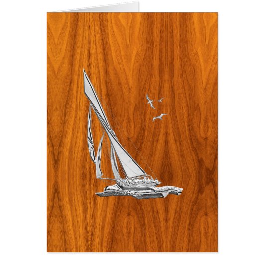 Chrome Regatta Sailboot op Teak Veneer Styles (Voorkant)
