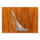 Chrome Regatta Sailboot op Teak Veneer Styles (Voorkant Horizontaal)