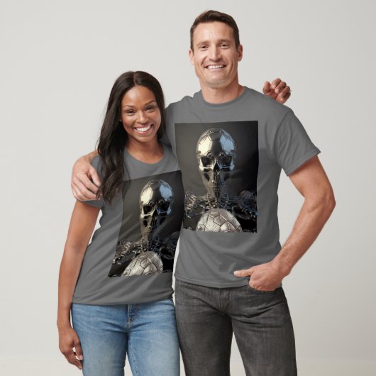 Chrome Robot Soccer Skull - Soccer T-Shirt (Unisex)
