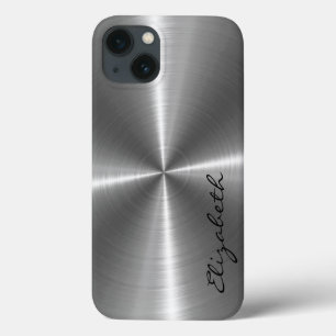 Chrome roestvrij stalen metalen blik iPhone 13 hoesje