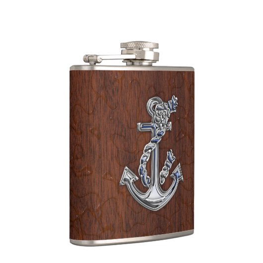 Chrome Rope Anchor on Natte Mahogany Print Heupfles (Rechts)