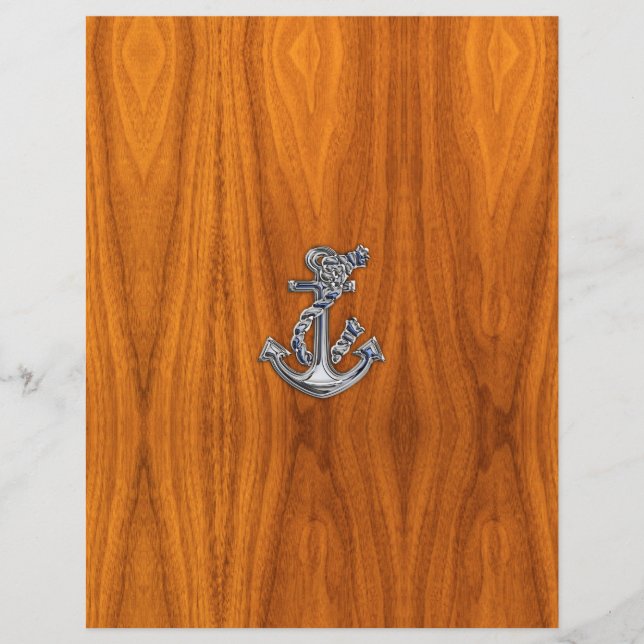 Chrome Rope Anchor op Teak Veneer (Voorkant)