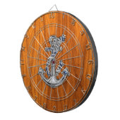 Chrome Rope Anchor op Teak Veneer Dartbord (Voorkant Rechts)