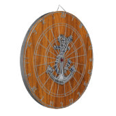 Chrome Rope Anchor op Teak Veneer Dartbord (Voorkant Links)