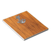 Chrome Rope Anchor op Teak Veneer Notitieblok (Schuin)