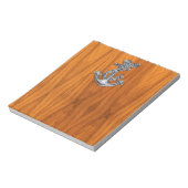 Chrome Rope Anchor op Teak Veneer Notitieblok (Linkerzijde)