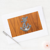 Chrome Rope Anchor op Teak Veneer Rechthoekige Sticker (Envelop)