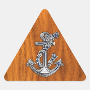 Chrome Rope Anchor op Teak Veneer Sticker