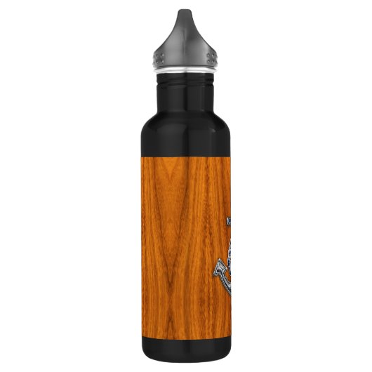 Chrome Rope Anchor op Teak Veneer Waterfles (Links)