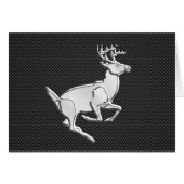 Chrome Running Deer on Carbon Fiber Print (Voorkant Horizontaal)