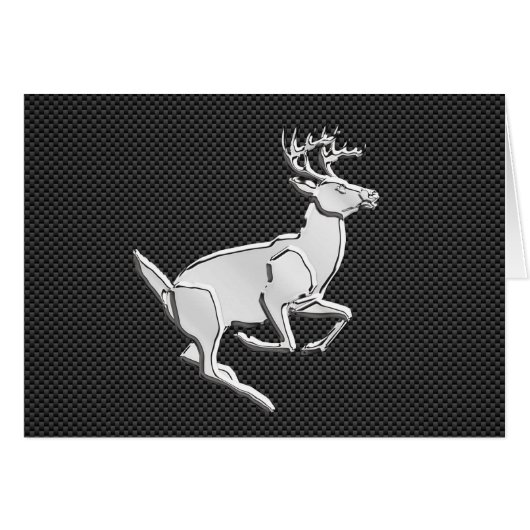 Chrome Running Deer on Carbon Fiber Print (Voorkant Horizontaal)