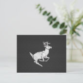 Chrome Running Deer on Carbon Fiber Print Briefkaart (Staand voorkant)