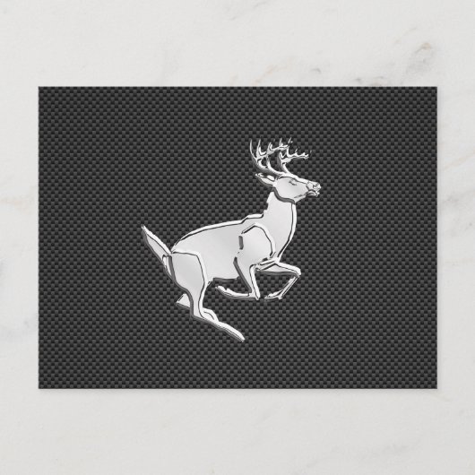 Chrome Running Deer on Carbon Fiber Print Briefkaart (Voorkant)
