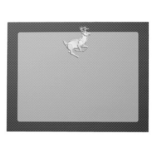 Chrome Running Deer on Carbon Fiber Print Notitieblok