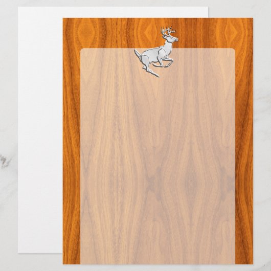 Chrome Running Deer op Fine Teak Print (Voorkant / Achterkant)