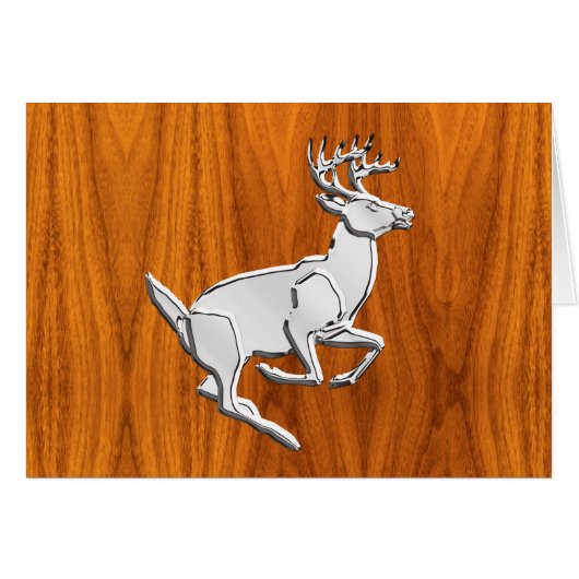 Chrome Running Deer op Fine Teak Print (Voorkant Horizontaal)