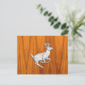 Chrome Running Deer op Fine Teak Print Briefkaart (Staand voorkant)