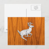 Chrome Running Deer op Fine Teak Print Briefkaart (Voorkant / Achterkant)