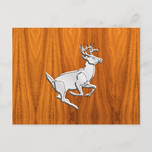 Chrome Running Deer op Fine Teak Print Briefkaart (Voorkant)