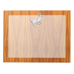 Chrome Running Deer op Fine Teak Print Notitieblok