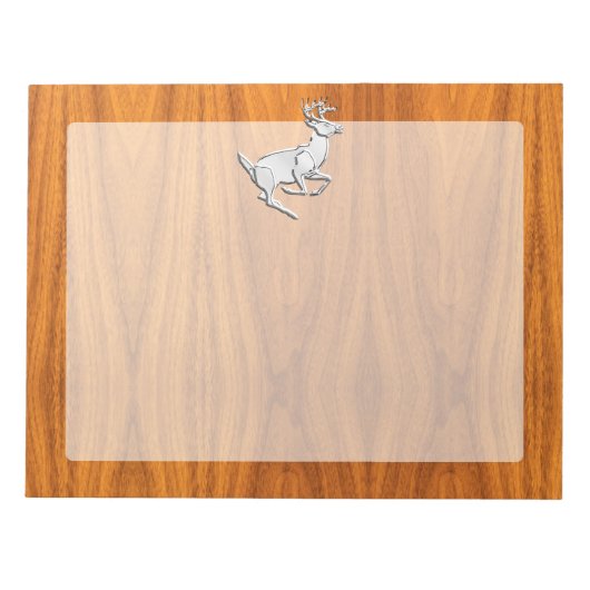 Chrome Running Deer op Fine Teak Print Notitieblok (Voorkant)