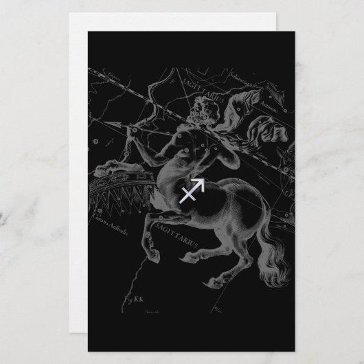 Chrome Sagittarius Zodiac Sign Hevelius circa 1690 Briefpapier (Voorkant / Achterkant)