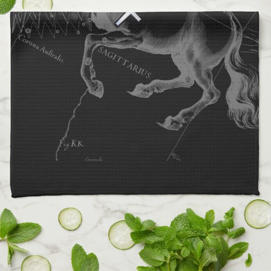 Chrome Sagittarius Zodiac Sign Hevelius circa 1690 Theedoek (Gevouwen)