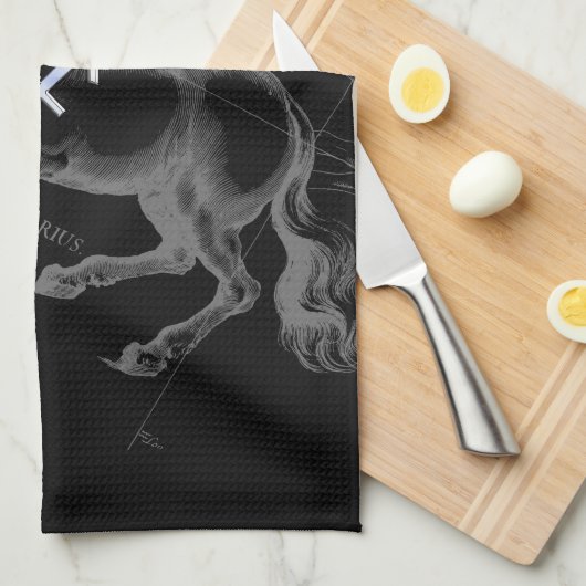 Chrome Sagittarius Zodiac Sign Hevelius circa 1690 Theedoek (Quarter Fold)