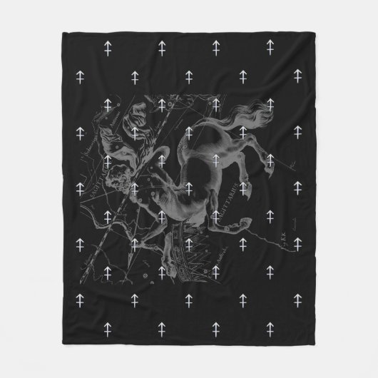 Chrome Sagittarius Zodiac Sign on Hevelius Decor Fleece Deken (Voorkant)