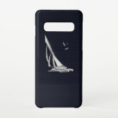 Chrome Sail Boat op koolstofvezel afdrukken Samsung Galaxy Hoesje (Achterkant)