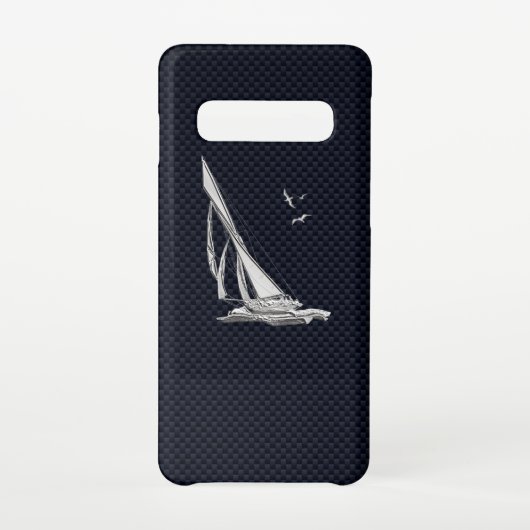Chrome Sail Boat op koolstofvezel afdrukken Samsung Galaxy Hoesje (Achterkant)