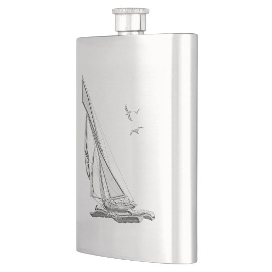 Chrome Sail boot Nautical Print Heupfles (Links)